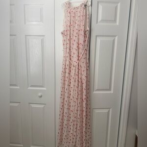 White Flamingo Print Maxi Dress